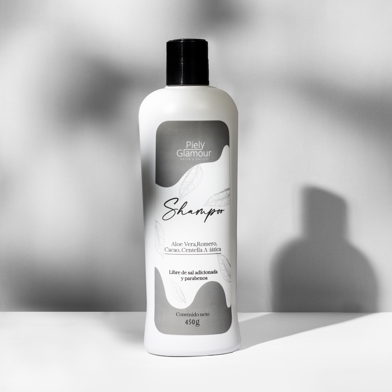 Shampoo de Aloe Vera, Romero, Cacao y Centella Asiática 450 Gramos